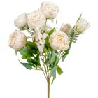 Rózsa csokor 9v. krém M42cm 12db/#