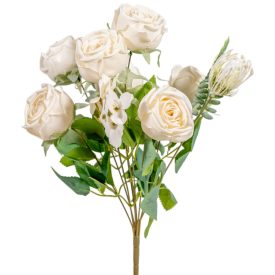 Rózsa csokor 9v. krém M42cm 12db/#
