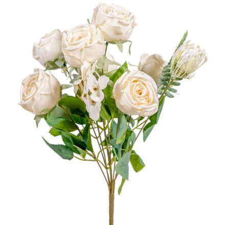 Rózsa csokor 9v. krém M42cm 12db/#