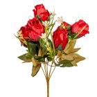 Rózsa csokor 7v. piros M33cm 36db/#