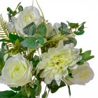 Rózsa, dália csokor 10v. krém M44cm 12db/#