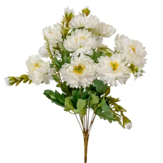Krizantém csokor krém 11v. M40cm 18db/#