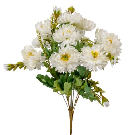 Krizantém csokor krém 11v. M40cm 18db/#
