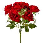 Rózsa csokor bársony 7v. piros M42cm 24db/#