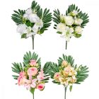 Rózsa, liliom csokor féloldalas 7v. mix M53cm 12db/#