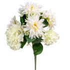 Dália,hortenzia csokor 9v. krém M56cm 6db/#