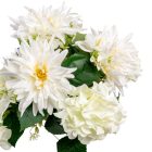 Dália,hortenzia csokor 9v. krém M56cm 6db/#