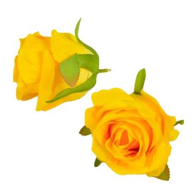 Rózsa virágfej D7cm 24db/csom sárga 201