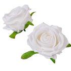 Rózsa nyílt bársony hatású D8cm fehér 24db/csom