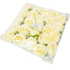 Rózsa virágfej bársony hatású D8cm krém 24db/csom