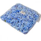 Rózsa nyílt bársony hatású D8cm kék 24db/csom
