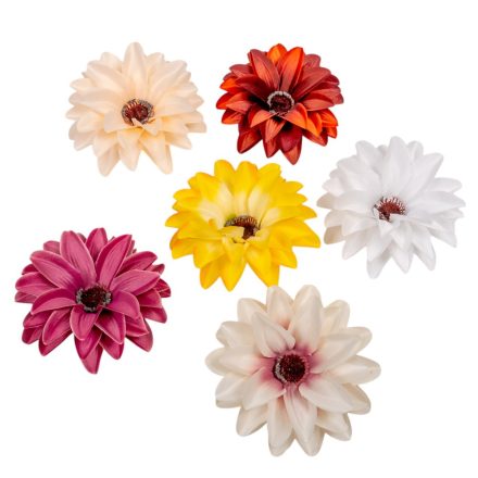 Dália virágfej szatén MIX5 6szín D12cm 72db/#