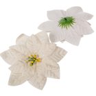 Mikulás virágfej bársony krém D16cm 18db/csom 