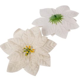 Mikulás virágfej bársony krém D16cm 18db/csom 