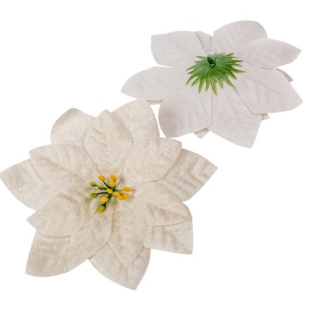 Mikulás virágfej bársony krém D16cm 18db/csom 