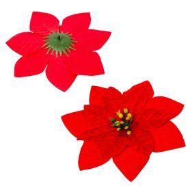 Mikulás virágfej bársony piros D16cm 18db/csom 