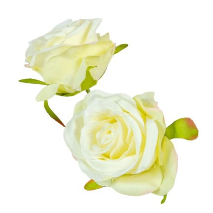 Rózsa virágfej D6cm 24db/szín/csom krém-zöld 301