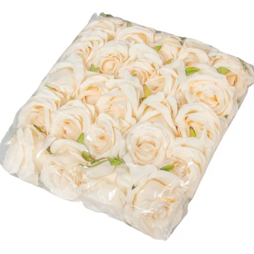 Rózsa virágfej D6cm 24db/szín/csom ivory 925A