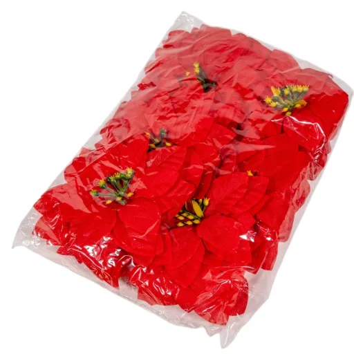 Mikulás virágfej piros D13cm 24db/csom