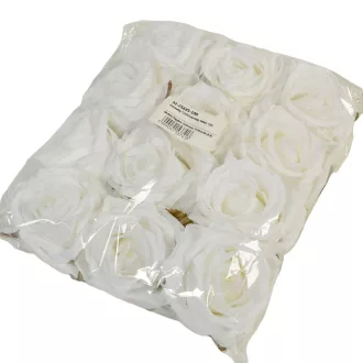 Rózsa virágfej D9cm 12db/csom fehér 100