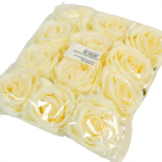Rózsa virágfej D9cm 12db/csom krém 302