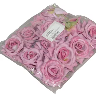 Rózsa virágfej D8cm lila 13 12db/csom