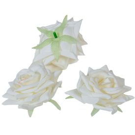 Rózsa virágfej D8cm fehér 20 12db/csom