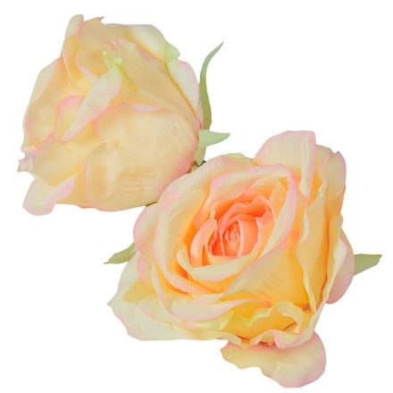 Rózsa virágfej D9cm krém-rózsaszín 4 12db/csom