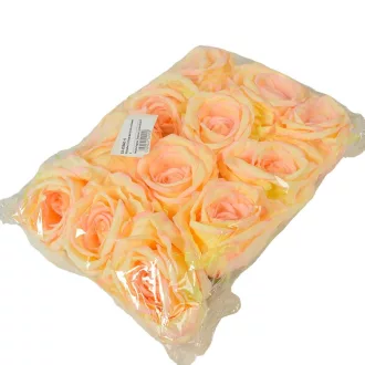Rózsa virágfej D9cm krém-rózsaszín 4 12db/csom