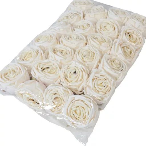 Rózsa virágfej D7cm ivory BR12 24db/csom