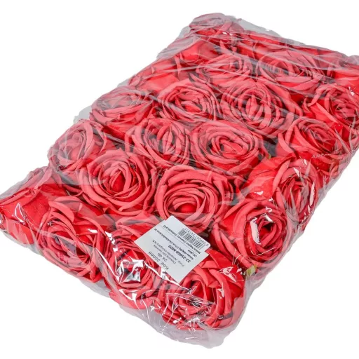 Rózsa virágfej D7cm piros MD9 24db/csom