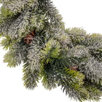 Fenyő koszorú havas tobozzal D45cm