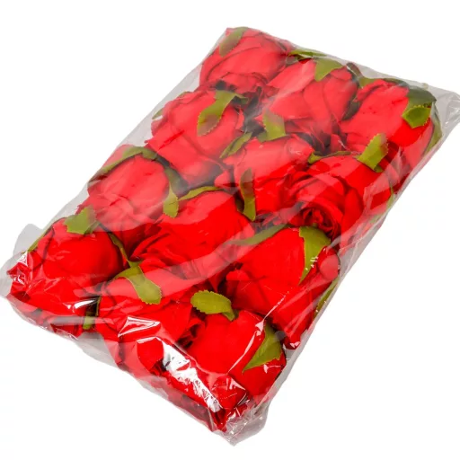 Rózsa virágfej D7cm piros 12db/csom