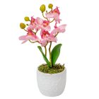 Orchidea cserepes gumi 2ágú világos rózsaszín M28cm