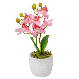 Orchidea cserepes gumi 2ágú világos rózsaszín M28cm