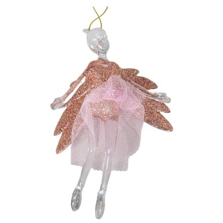 Akasztós balerina glitteres szárnnyal 12cm