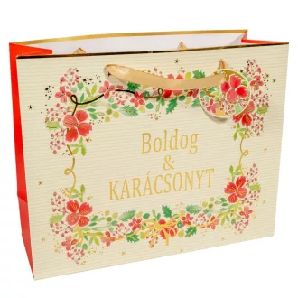 Ajándéktasak Boldog karácsonyt feliratos 32x26cm