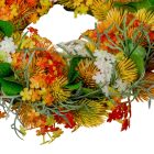 Tavaszi vegyes virágos koszorú sárga D22cm 12db/#