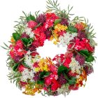 Tavaszi vegyes virágos koszorú D22cm 12db/#