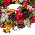 Tavaszi vegyes virágos koszorú D22cm 12db/#