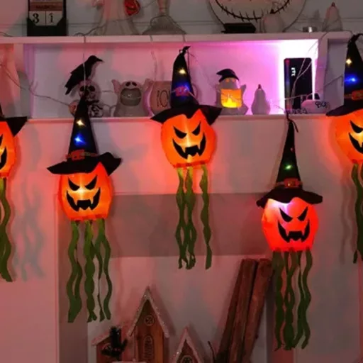 Halloeen tök girland LED-es elems (elem nélkül 20x60cm 5db-os