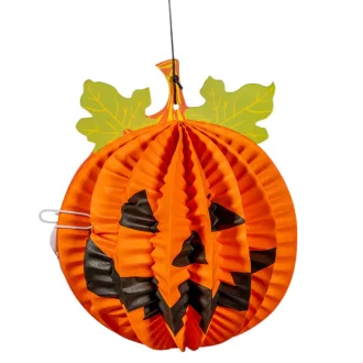 Papír lámpás halloween tök 16x13cm