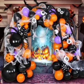 Halloween szett hálóval, pókkal, lufival 125db-os
