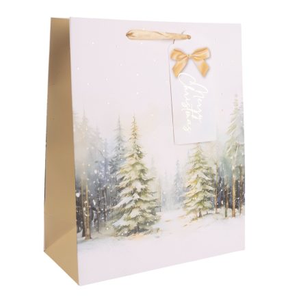 Ajándéktasak havas fenyők 26x32cm