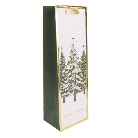 Ajándéktasak italos havas fenyőfa 12x36cm