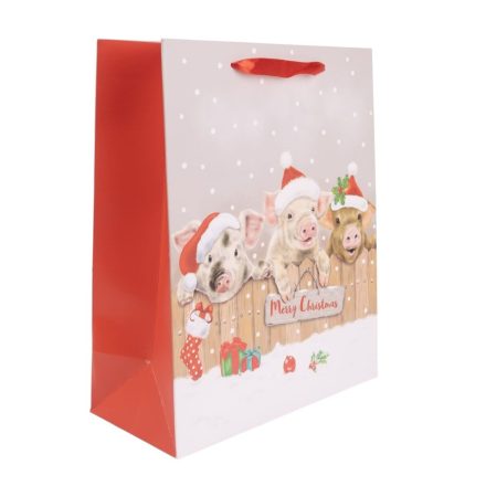 Ajándéktasak malacok sapival 18x23cm