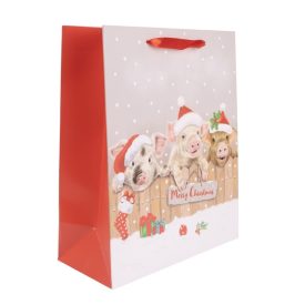 Ajándéktasak malacok sapival 26x32cm