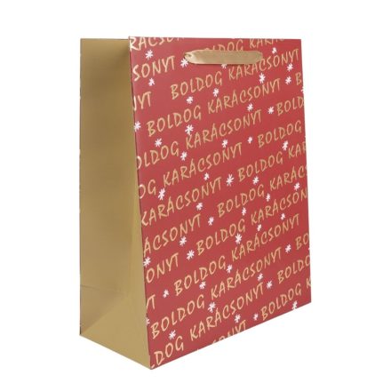 Ajándéktasak arany boldog karácsony felirat 18x23cm