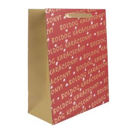 Ajándéktasak arany boldog karácsony felirat 26x32cm