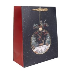 Ajándéktasak szarvasos dísz 18x23cm